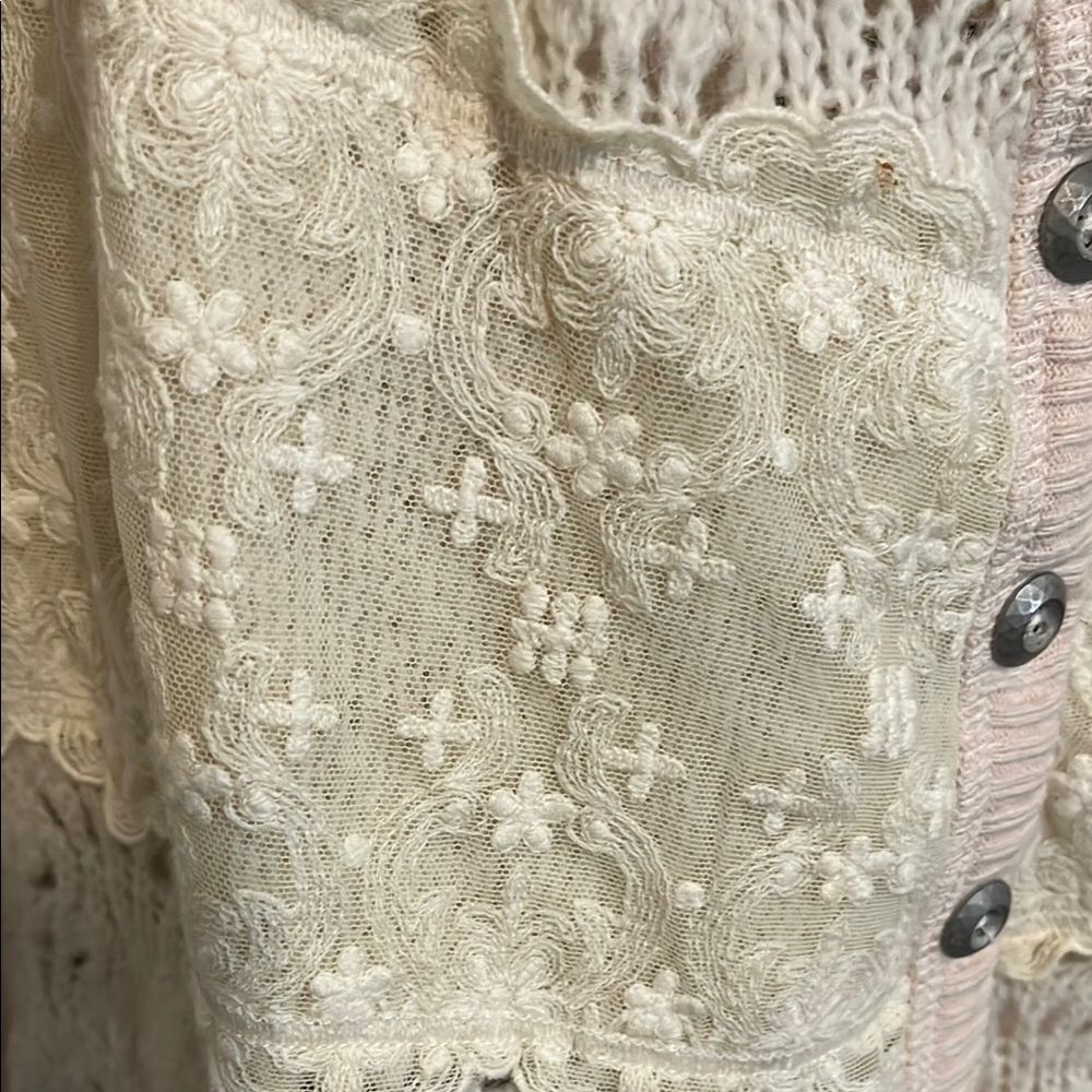 Free People Honeysuckle Years Lace Button Cardigan Sweater Boho Cottagecore - Picture 6 of 15
